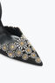 Slingback Daisy aus schwarzem Veloursleder mit Kristallen 105