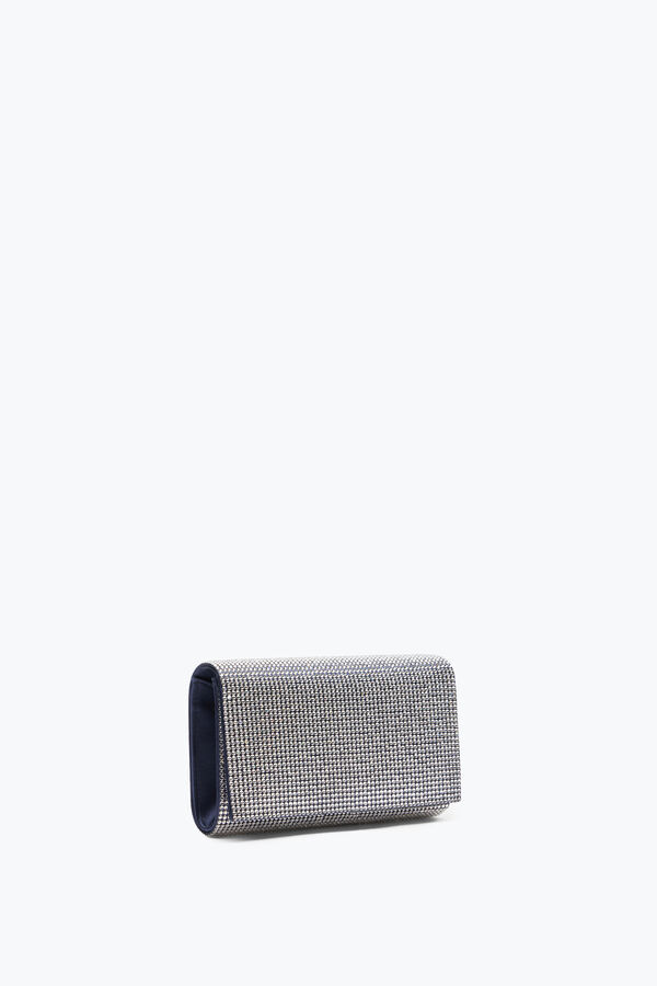 Aida Blue Clutch With All-Over Crystals