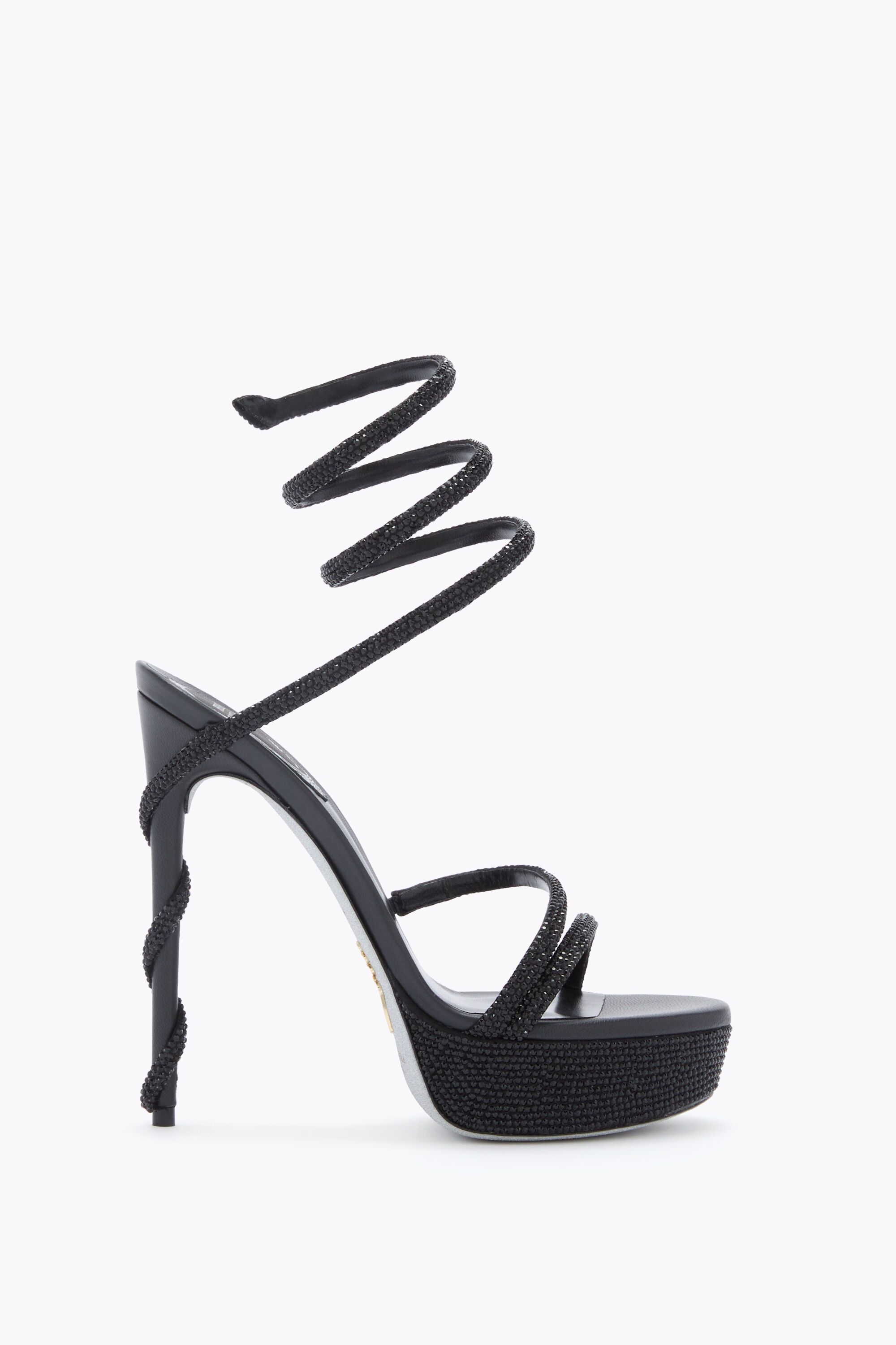 Jeweled MARGOT CRYSTAL BLACK PLATFORM SANDAL 130 | Rene Caovilla®