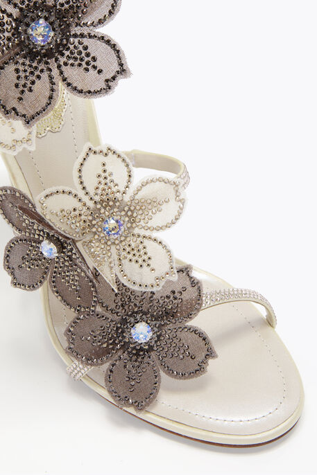 PEACH FLOWER SANDALEN 105 IN ELFENBEIN & GRAU PEACH FLOWER SANDALEN 105 IN ELFENBEIN & GRAU