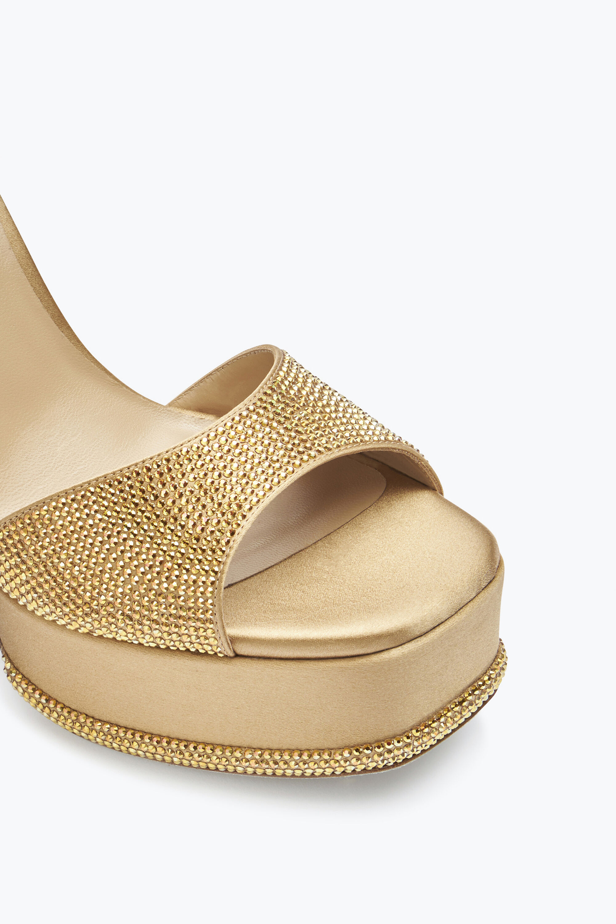 最新 Crystal Anastasia Jeweled Gold Rene | 130 Sandal Platform 靴