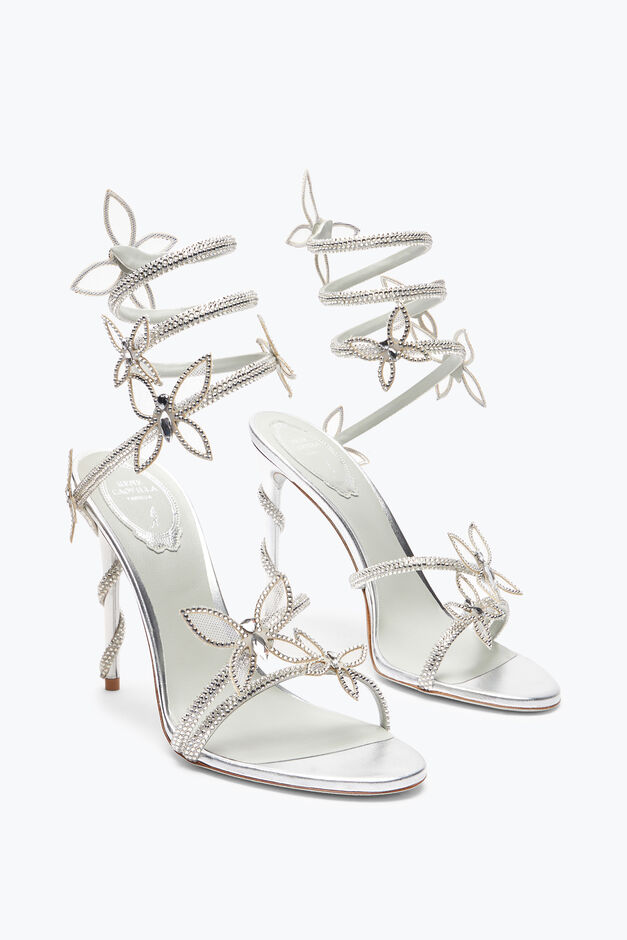 Margot Mirrored Gray Sandal With Butterflies 105 Margot Mirrored Gray Sandal With Butterflies 105