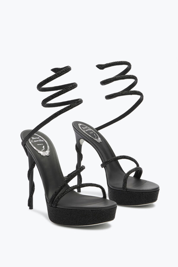 Sandalo Con Plateau Margot Nero Con Cristalli 130