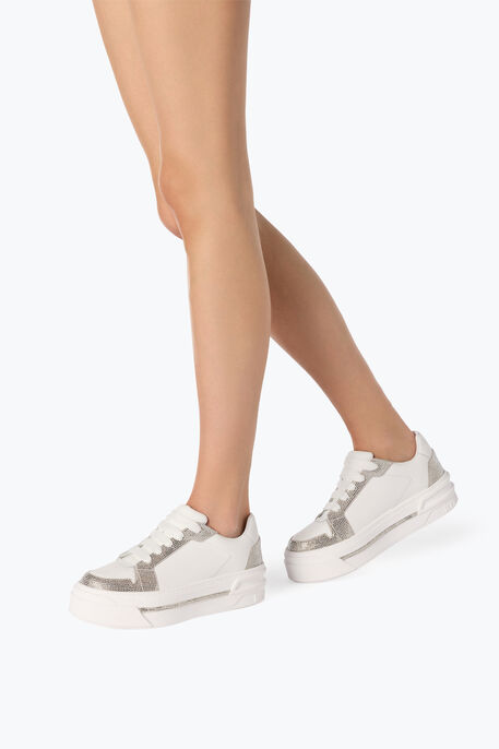XTRA WHITE-SILVER SNEAKER WITH CRYSTALS 50