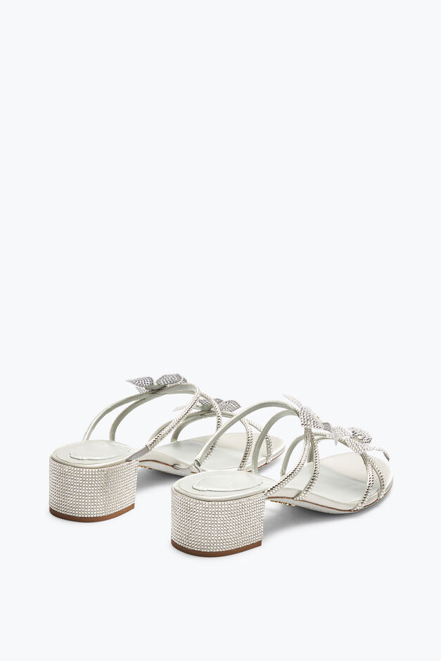 Floriane Silver Mule With Flowers 40 Floriane Silver Mule With Flowers 40