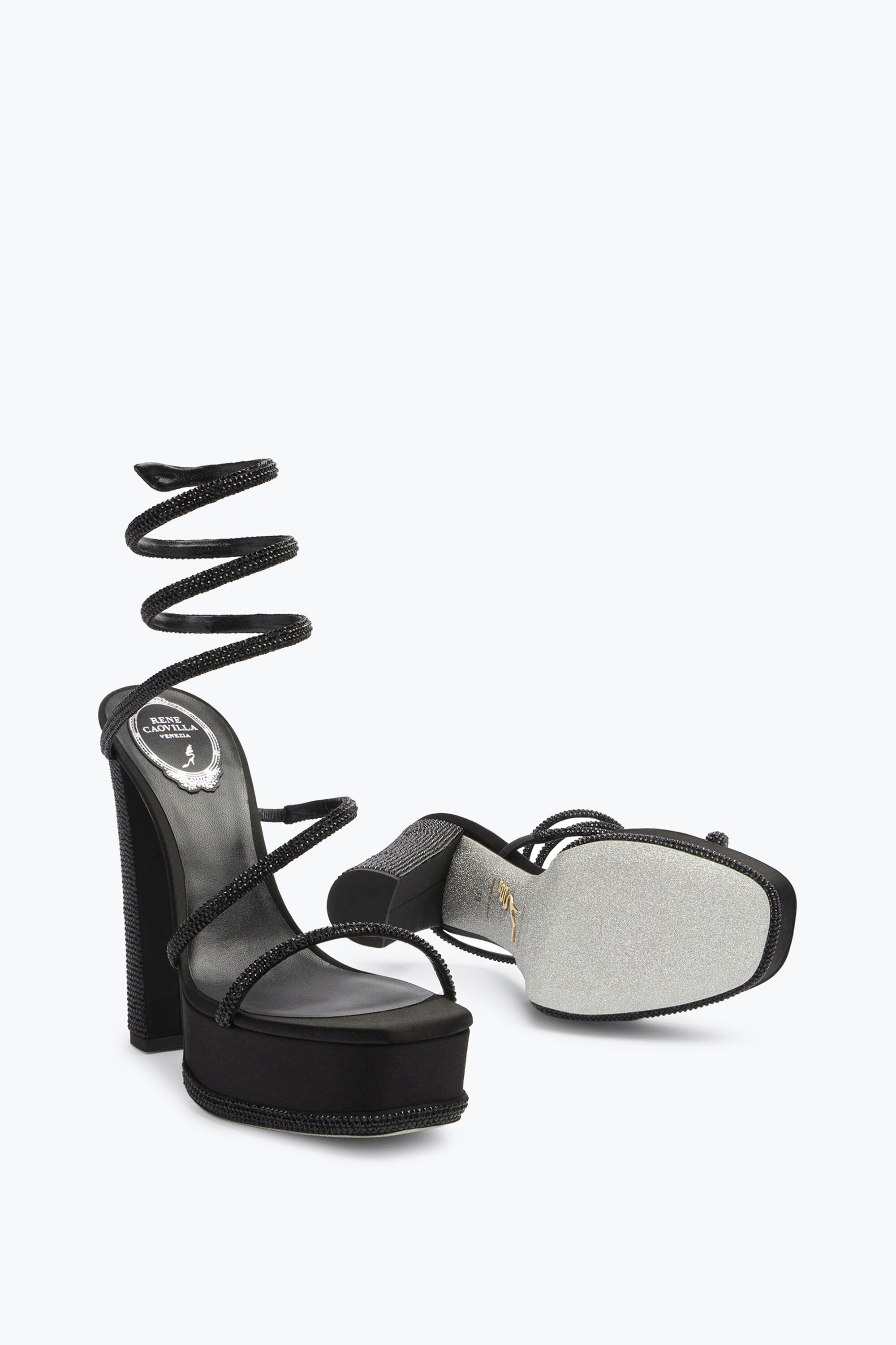 Sandalo con plateau nero outlet