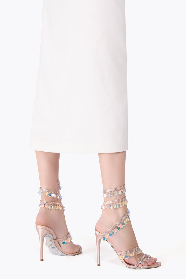 CHANDELIER POWDER PINK SANDAL WITH OVERSIZED CRYSTAL DROPS 105