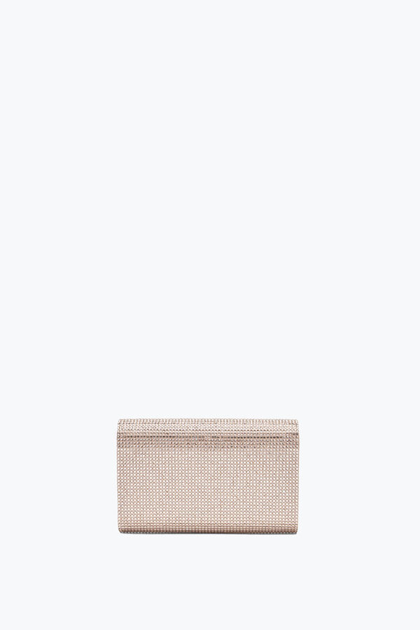 Aida Peach Clutch With All-Over Crystals