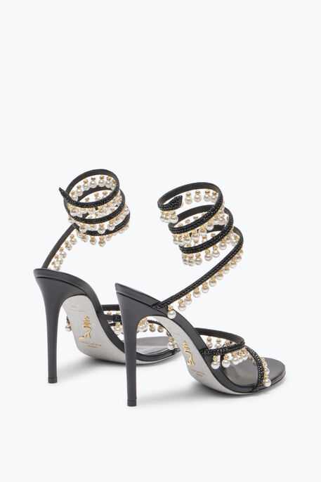 CHANDELIER BLACK SANDAL WITH PEARLS 105 CHANDELIER BLACK SANDAL WITH PEARLS 105