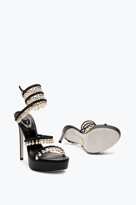 CHANDELIER BLACK PLATFORM SANDAL WITH PEARLS 130 CHANDELIER BLACK PLATFORM SANDAL WITH PEARLS 130
