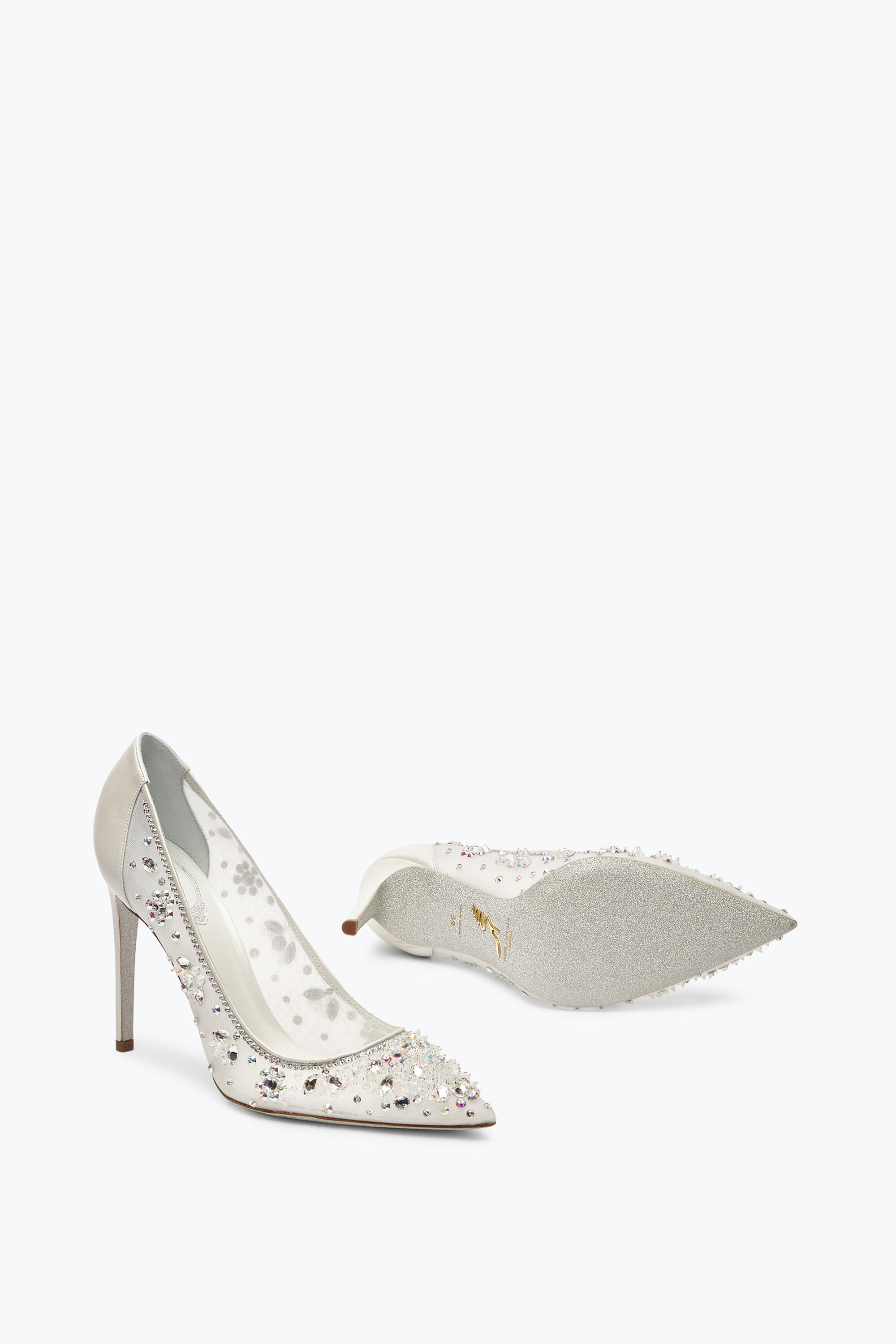 Rene caovilla embroidered crystal metallic pumps discount