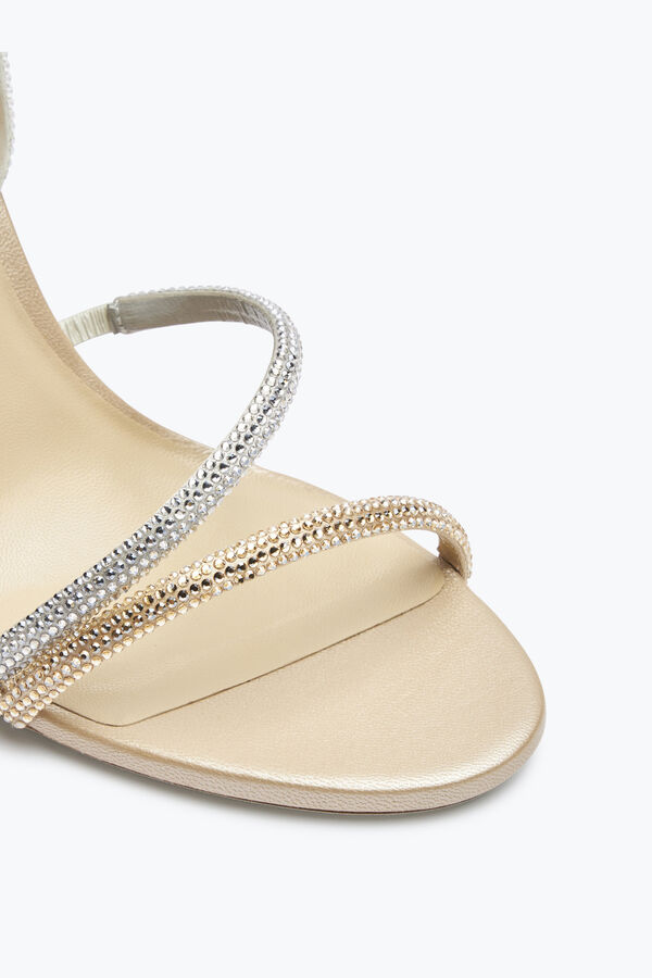 Sandalia Irina beige-plata con cristales 105