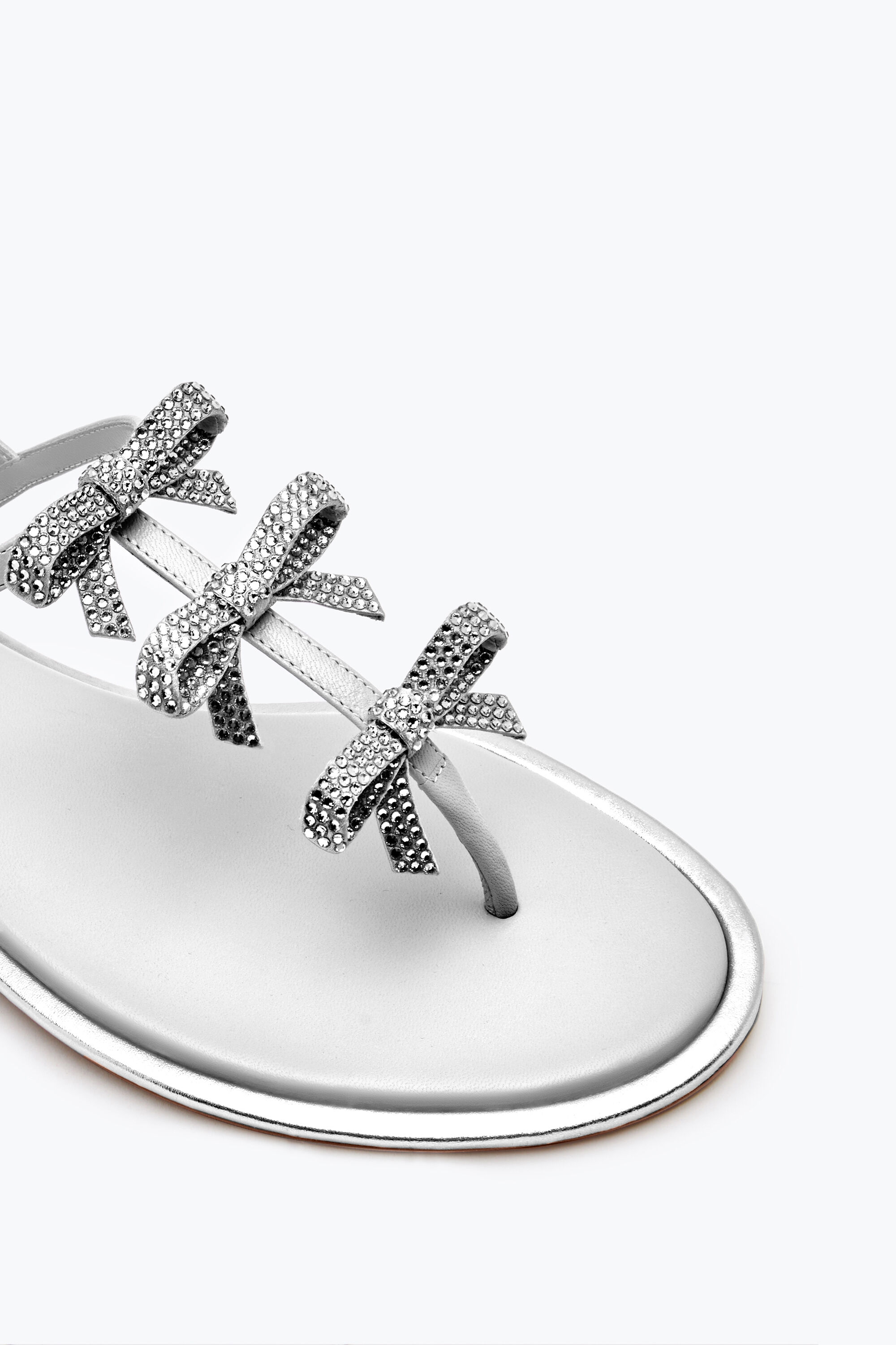 Jeweled Caterina Silver Thong Sandal 10 | Rene Caovilla®