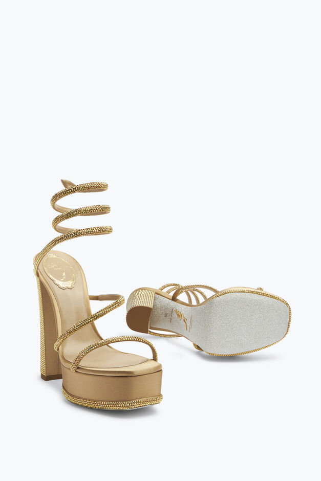 Cleo Crystal Gold Platform Sandal 130