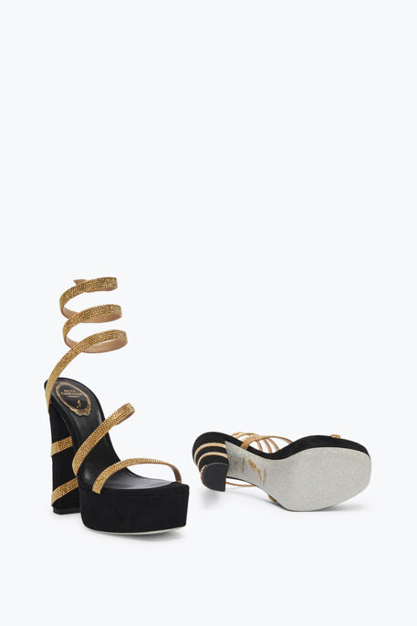 Margot Black And Gold Platform Sandal 130