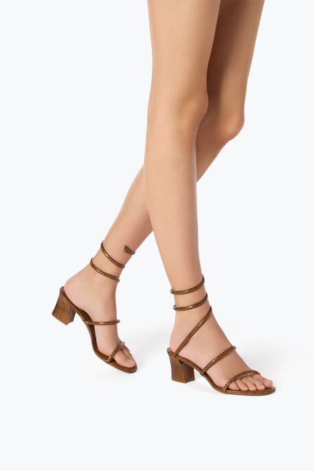 CLEO COGNAC AYERS LEATHER SANDAL 50