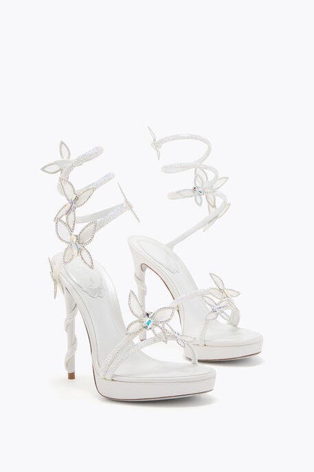 MARGOT WHITE PLATFORM SANDAL WITH BUTTERFLIES 120
