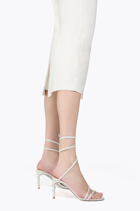 MARGOT IVORY SATIN-LAMB/C.TRANMISSION STRA SANDAL