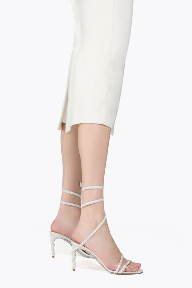 MARGOT IVORY SATIN-LAMB/C.TRANMISSION STRA SANDAL