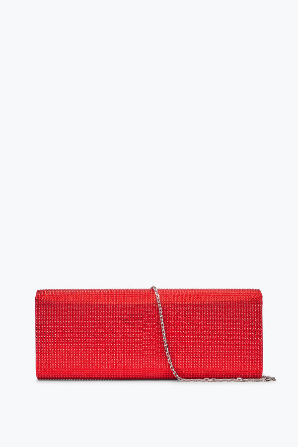 Zafira Red Clutch With All-Over Crystals
