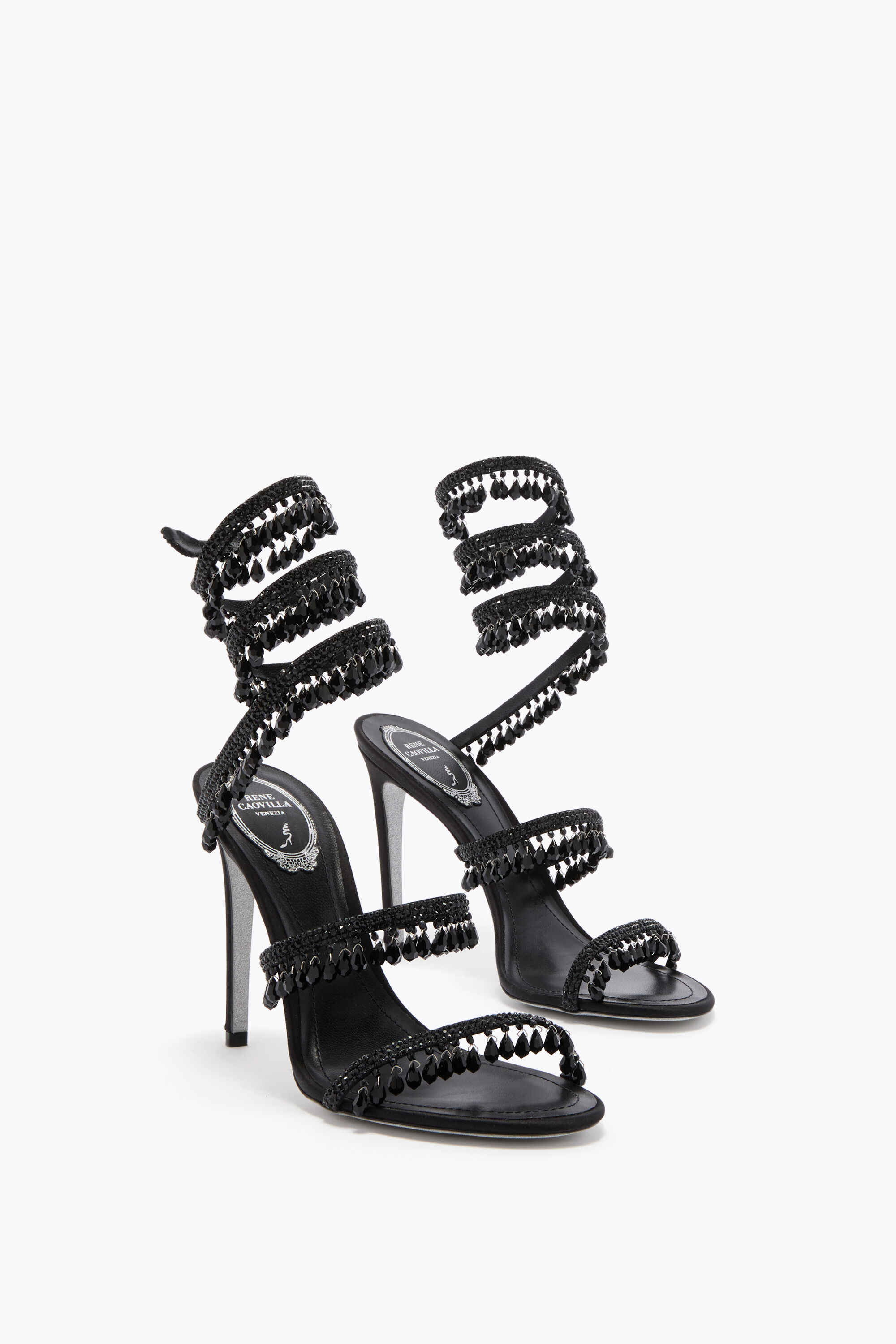 Jeweled CHANDELIER BLACK SANDAL 105 | Rene Caovilla®