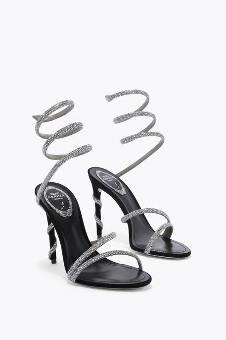 MARGOT BLACK SUEDE AND SILVER SANDAL 105