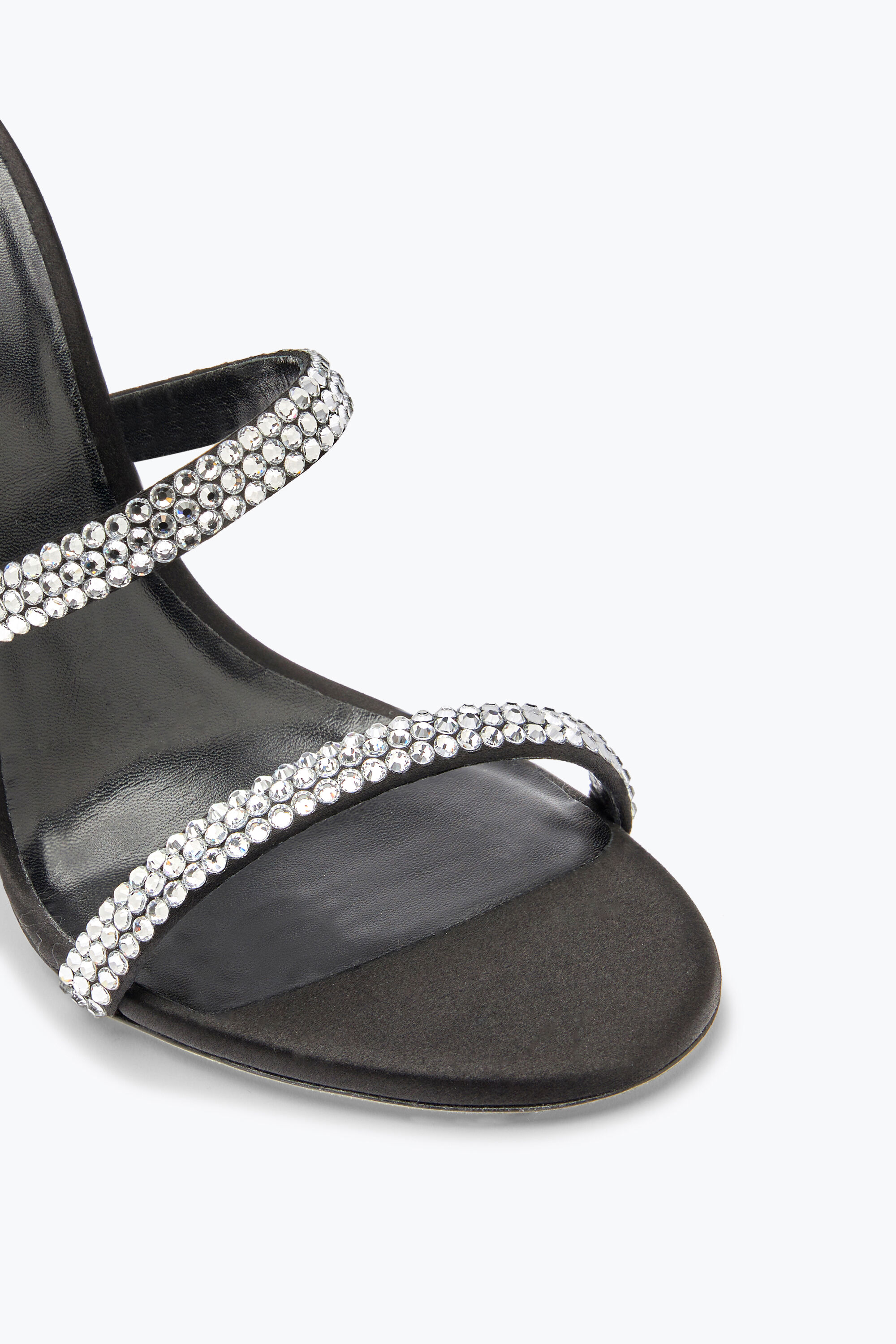 Jeweled Cleo Black Sandal With Silver Crystals 105 Rene Caovilla
