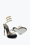 Margot 黑色-金色水晶防水台凉鞋 130