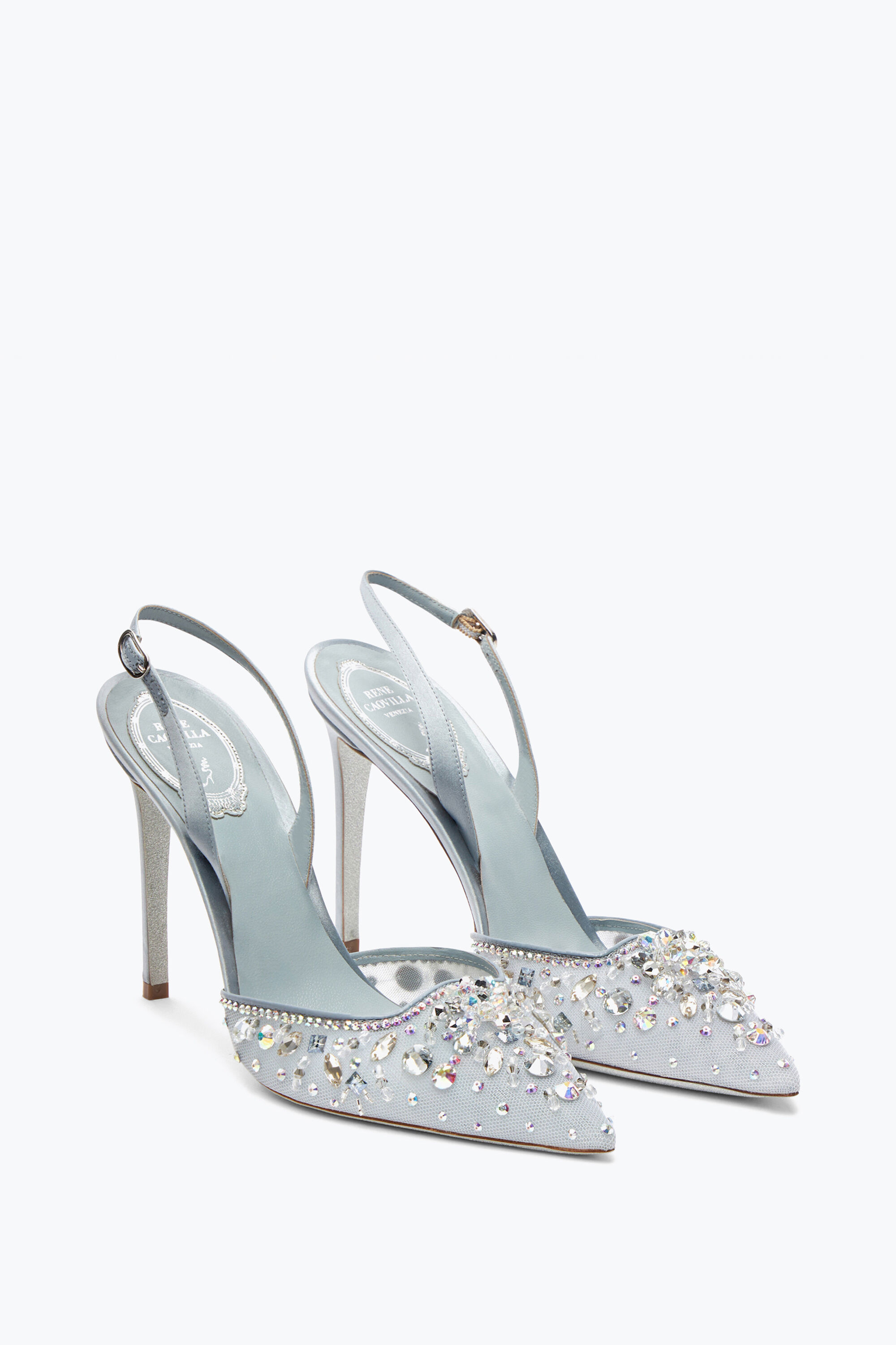 Jeweled Cinderella Powder Blue Slingback 105 Rene Caovilla