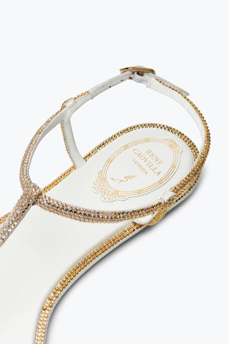 DIANA IVORY SANDAL WITH GOLD AND SILVER CRYSTALS 10