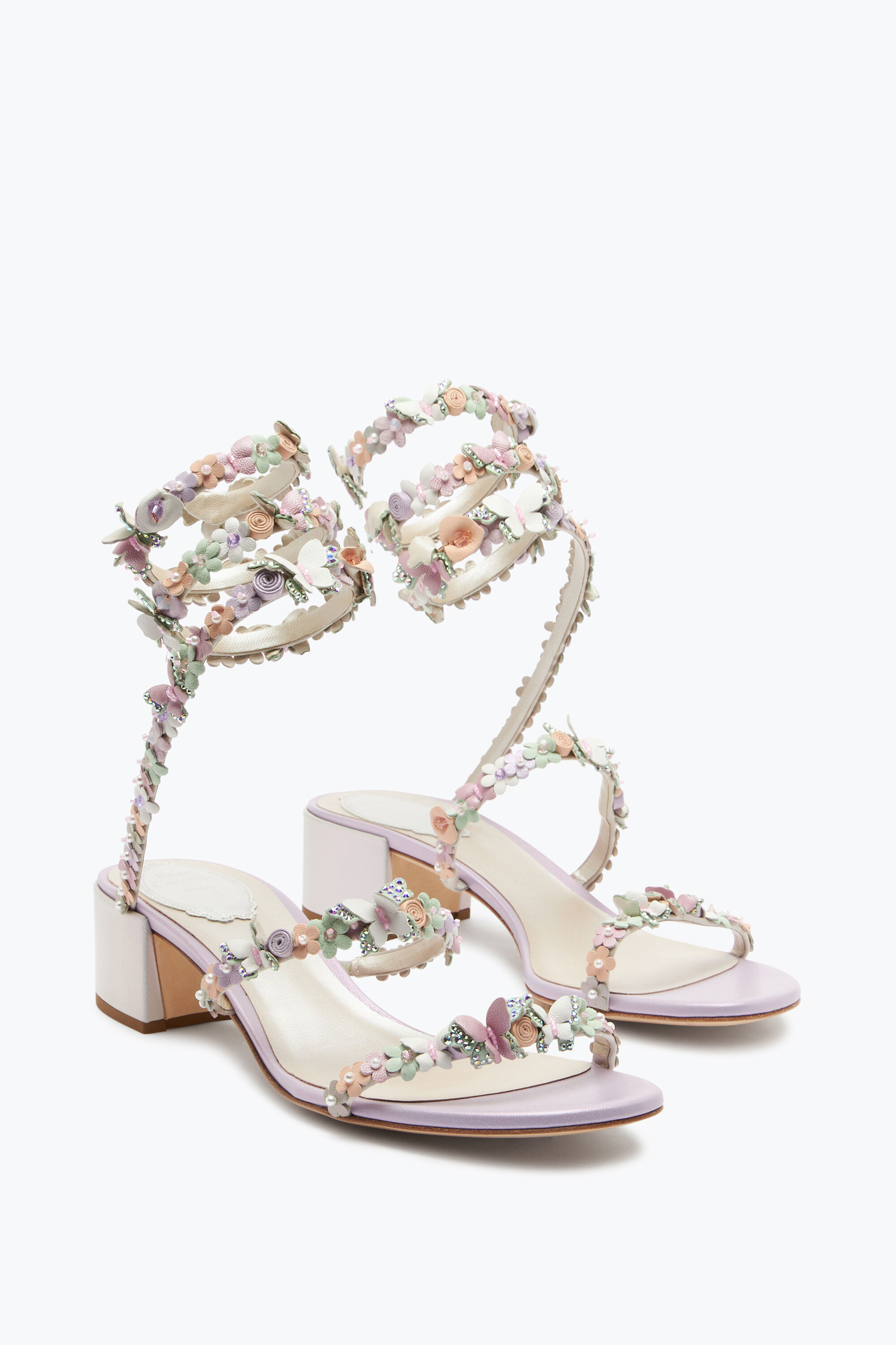 Jeweled Satin Sandals Bouquet Rene Caovilla