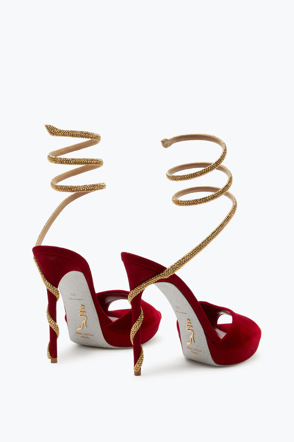 Margot Red Velvet Sandal 120