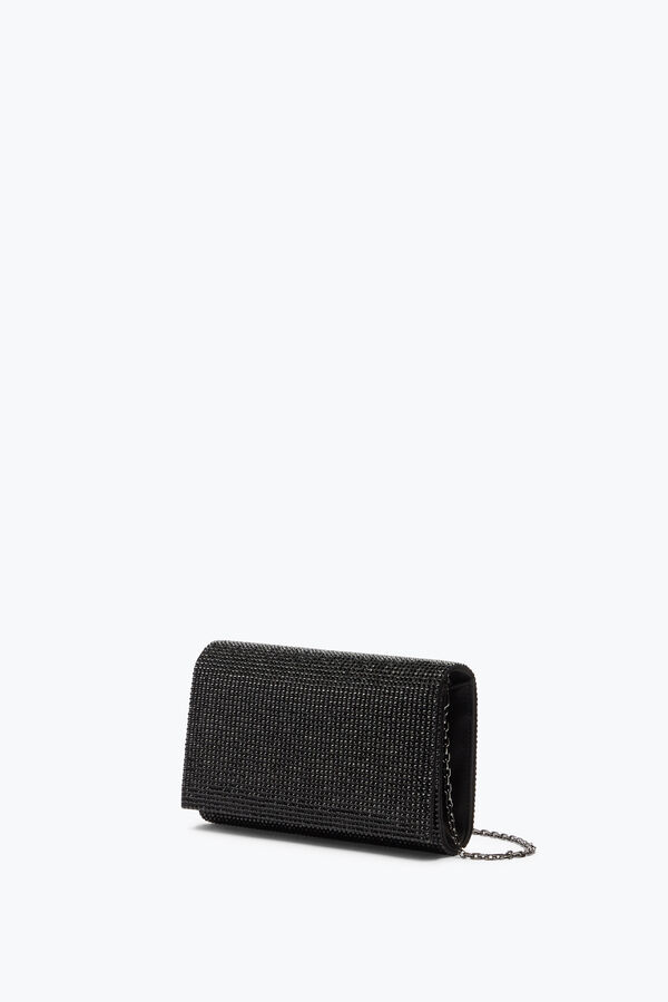 Aida Black Clutch With All-Over Crystals