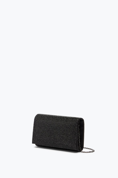 Aida Black Clutch With All-Over Crystals Aida Black Clutch With All-Over Crystals