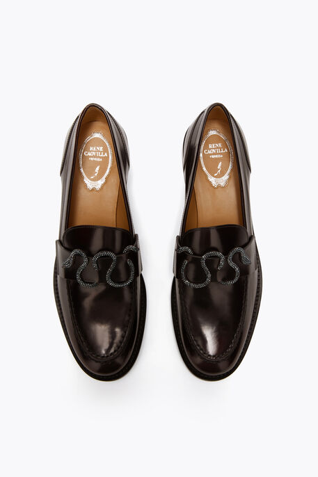 MORGANA DARK BROWN LOAFER WITH CRYSTALS 20