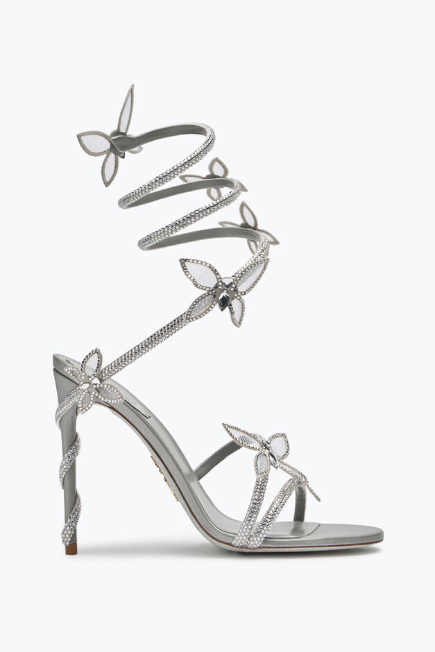 Margot Silver Sandal With Butterflies And Crystals 105 Margot Silver Sandal With Butterflies And Crystals 105