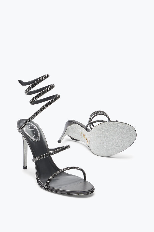 Cleo Anthracite Sandal With Crystals 105 Cleo Anthracite Sandal With Crystals 105