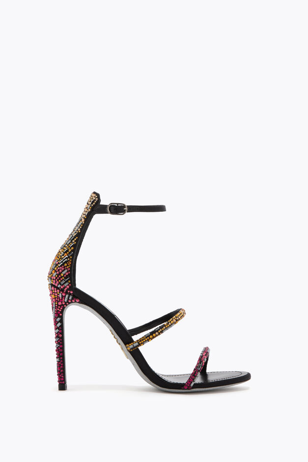 LADY BLACK SANDAL WITH SWAROVSKI CRYSTALS 105