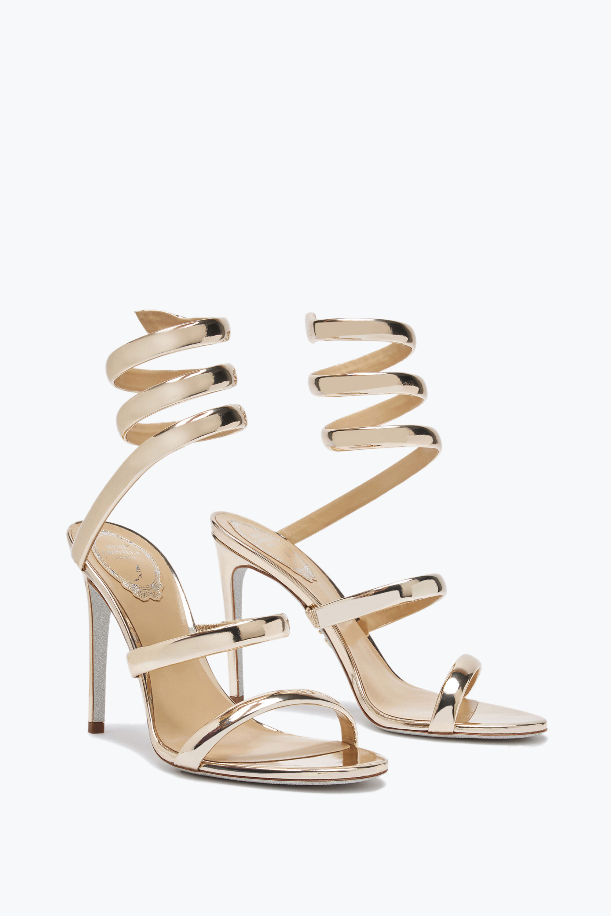Jeweled Cleo Gold Mirror Sandal 105 Rene Caovilla