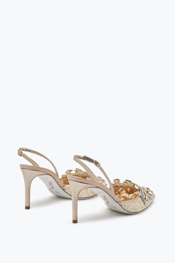 Slingbacks De Encaje Oro Veneziana 75