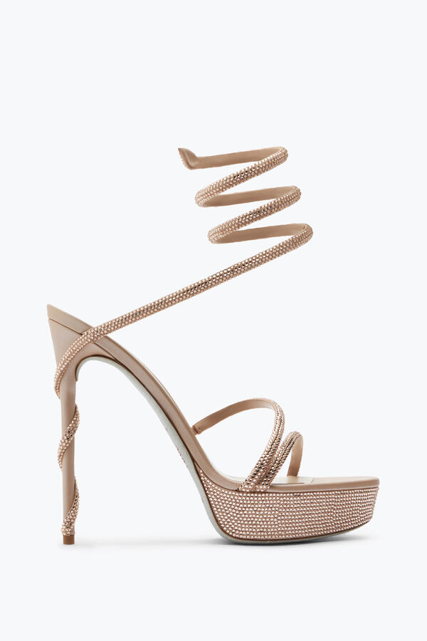 Margot Crystal Beige Platform Sandal 130