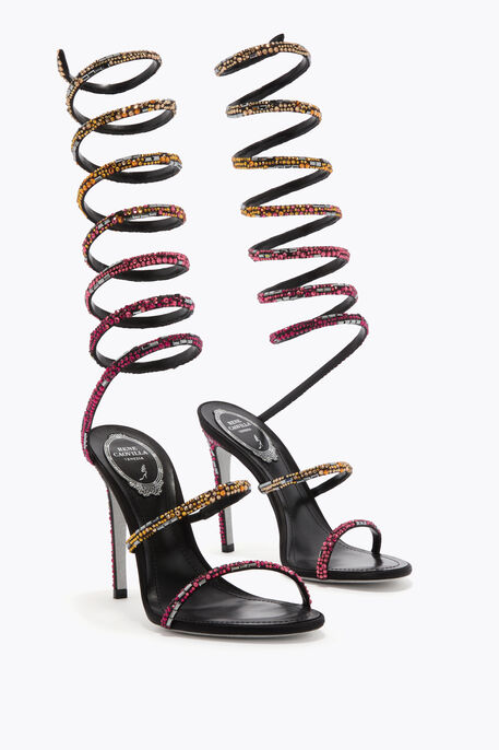 SUPER CLEO BLACK SANDAL WITH SWAROVSKI CRYSTALS 105