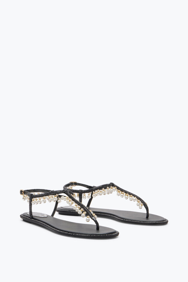 DIANA BLACK SANDAL WITH PEARLS 10 DIANA BLACK SANDAL WITH PEARLS 10