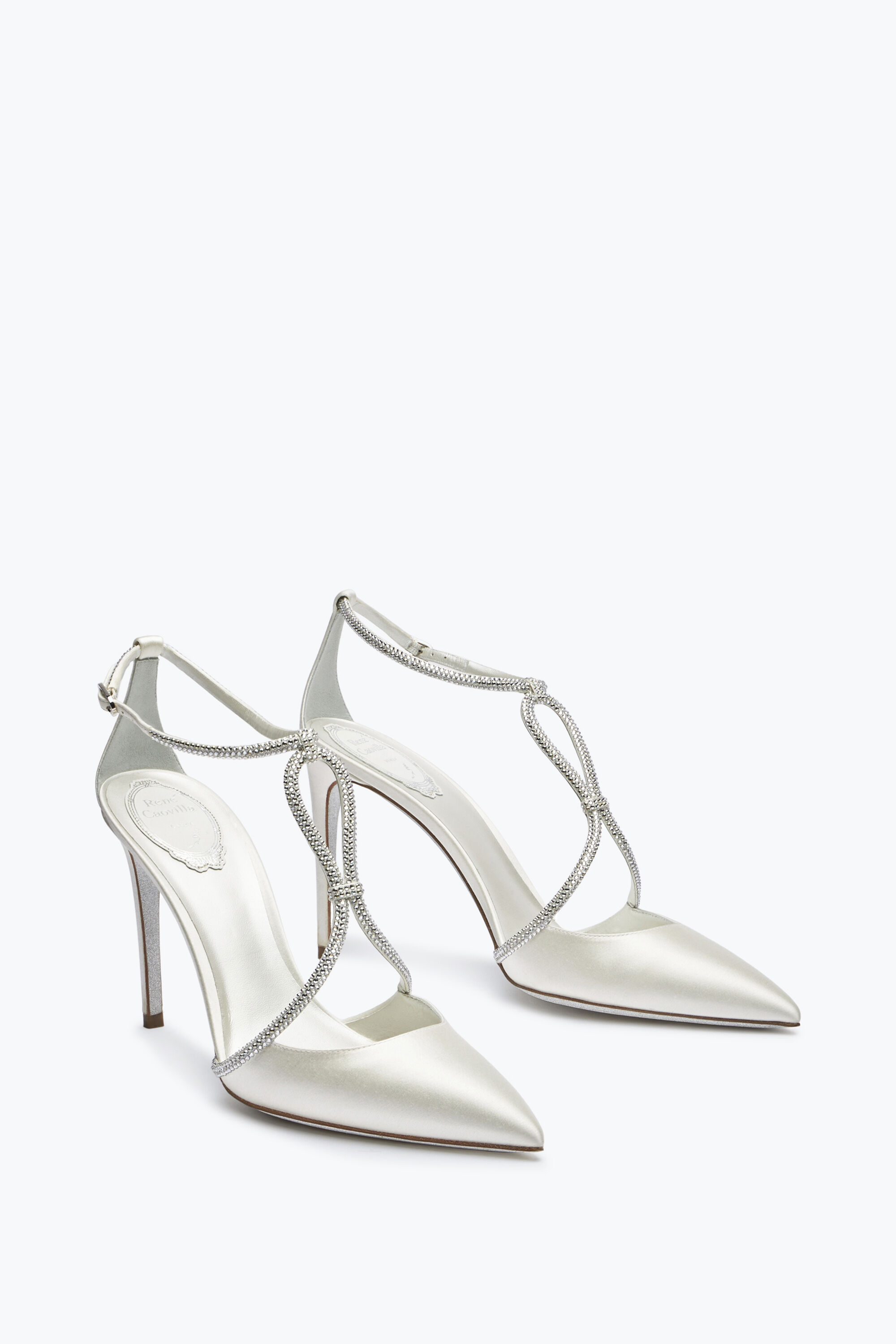 White satin pumps store