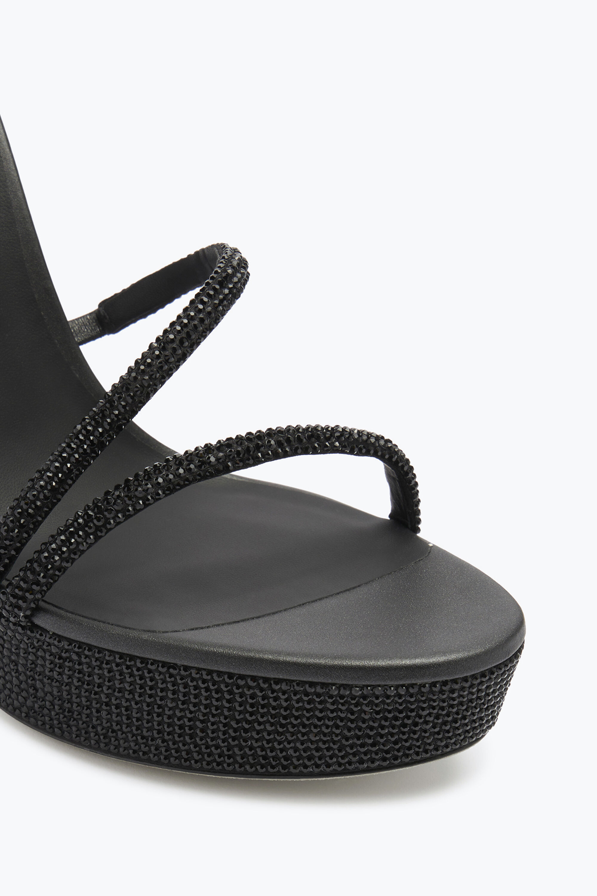 Jeweled MARGOT CRYSTAL BLACK PLATFORM SANDAL 130 | Rene Caovilla®