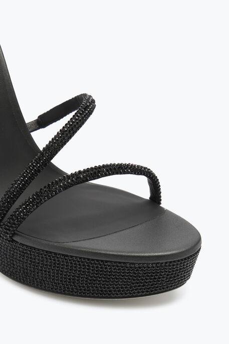 Sandalette Mit Plateausohle Margot Schwarz Mit Kristallen 130