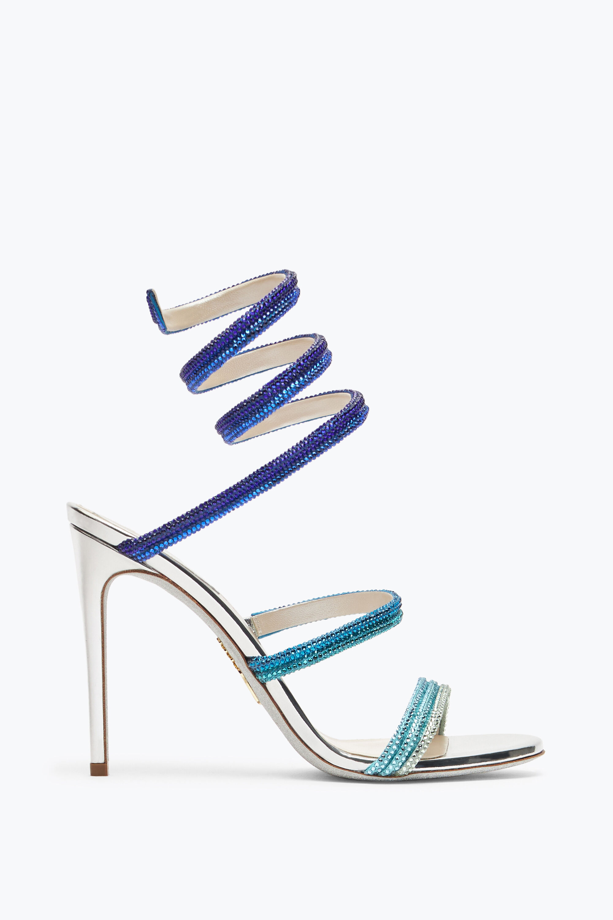 Jeweled Cleo Silver Sandal With Blue Degradé Crystals 105 | Rene Caovilla®