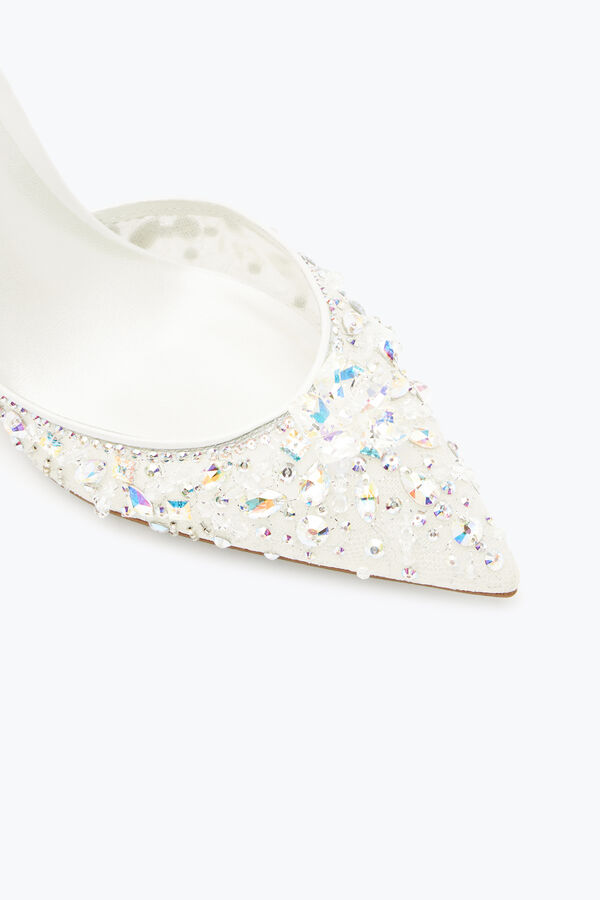 White Jewel Chandelier Pumps 75