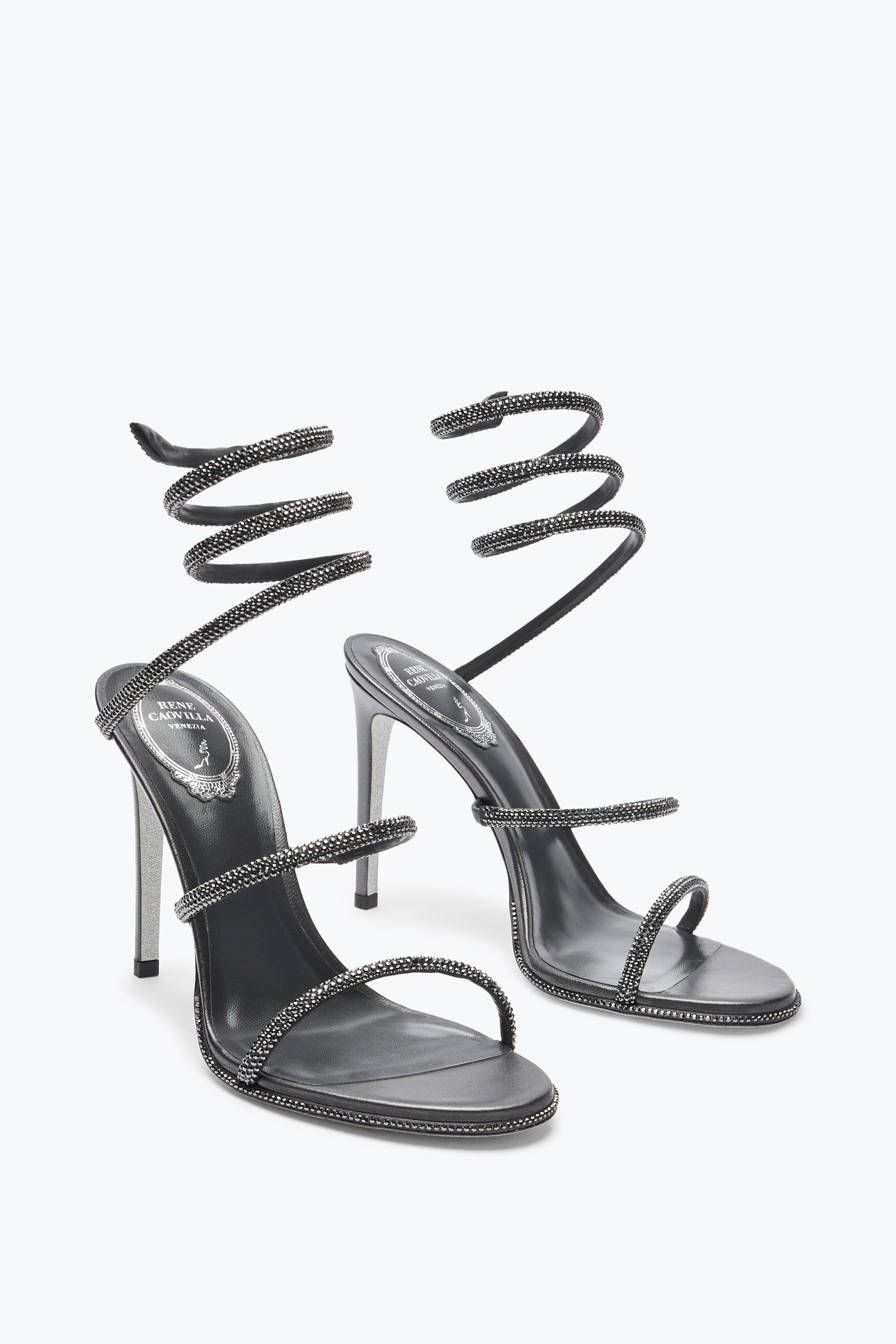 Caterina 80 bow-detail embellished sandals in beige - Rene
