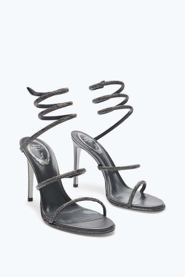 Cleo Anthracite Sandal With Crystals 105 Cleo Anthracite Sandal With Crystals 105